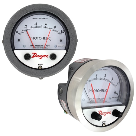 Photohelic® Switch/Gages, Differential Pressure, 25 psig Max, Compact