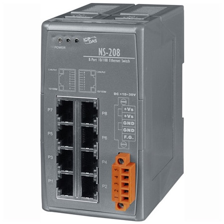 8 Port Industrial DIN-Rail Ethernet Switch