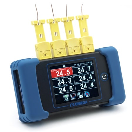 Six Channel Handheld Temperature Data Logger and Built In Rechargeable Battery