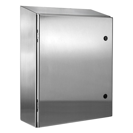 NEMA 4X 304SS Slope Top Washdown Enclosures, Chemical Resistant Wall Mount Electrical Enclosures, sizes 16x12 to 60x36"