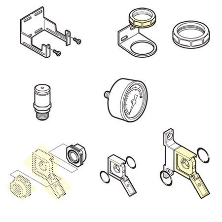 Norgren ExcelonÂ® Modular System Accessories, wall mounting brackets, gauges and QuickclampÂ® brackets