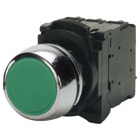 Push Button Enclosure With Green Momentary Push Button With On Symbol, NO  Contact, Yellow IP65 Enclosure