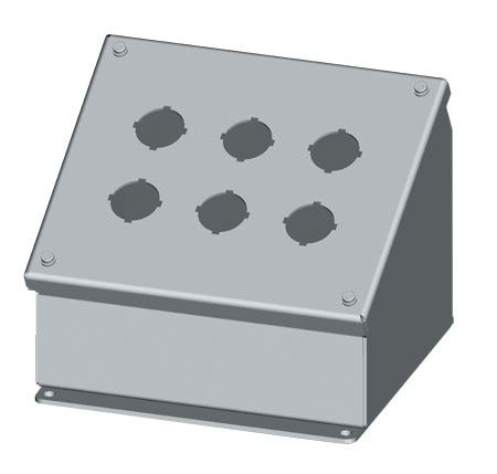 NEMA Type 12 Steel Sloping Front Pushbutton Enclosures for 22mm & 30.5mm Push Buttons