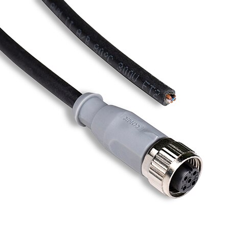 M12 Female Connection Cable 5 m,straight, 4-pole, 2-wire PUR cable, length 5 m, open cable end