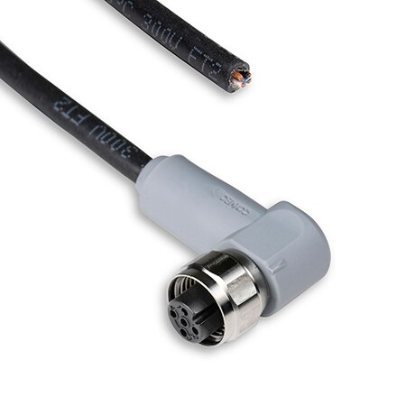 M12 Female Connection Cable 5 m, 90° angled, 4-pole, 2-wire PUR cable, length 5 m, open cable end
