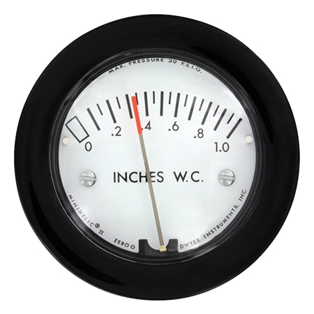 Differential pressure gauge, range 0-2.0" w.c.