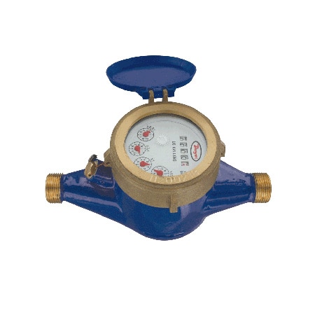 5/8" x 1/2" brass multi-jet water meter (GPM).