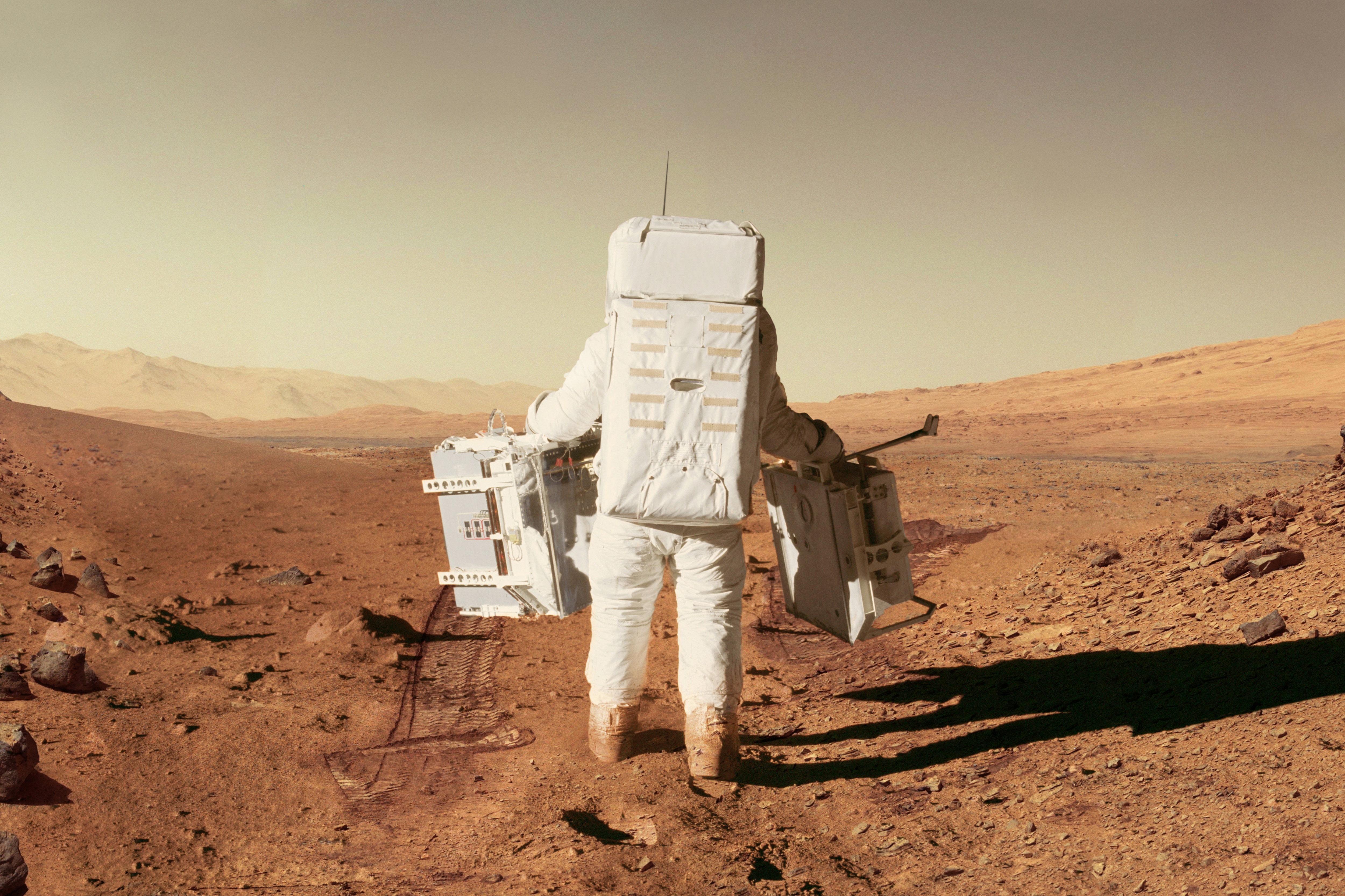 Spaceman on planet surface